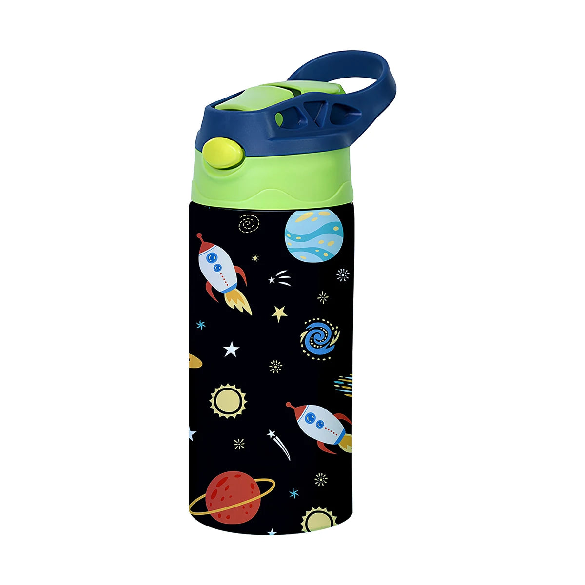Cartoon Stainless Steel Insulated Cup — Animal Print Thermal Tumbler with Straw Lid, Bow Design Coffee Cup Gift
