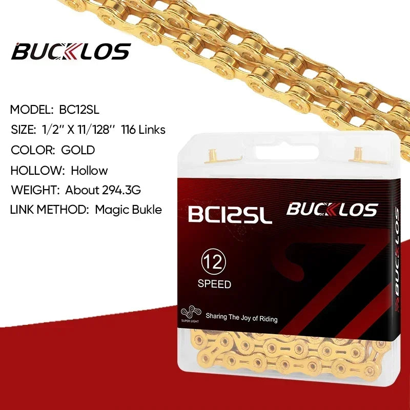 BUCKLOS MTB Bike Chain – 12 & 11 Speed Mountain & Road Bicycle Chain, Compatible with 8-12 Speed Cycling Parts