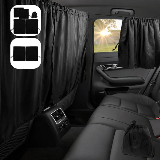 3Pcs Universal Car Privacy Curtains Set | Taxi Divider Curtain for Kids, Babies | Blackout Curtains for Travel, Camping, Sleeping