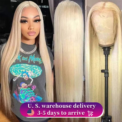40-42 Inch 613 Blonde HD Lace Front Wig – 13x6 Straight Human Hair, 250% Density Brazilian Wig for Women