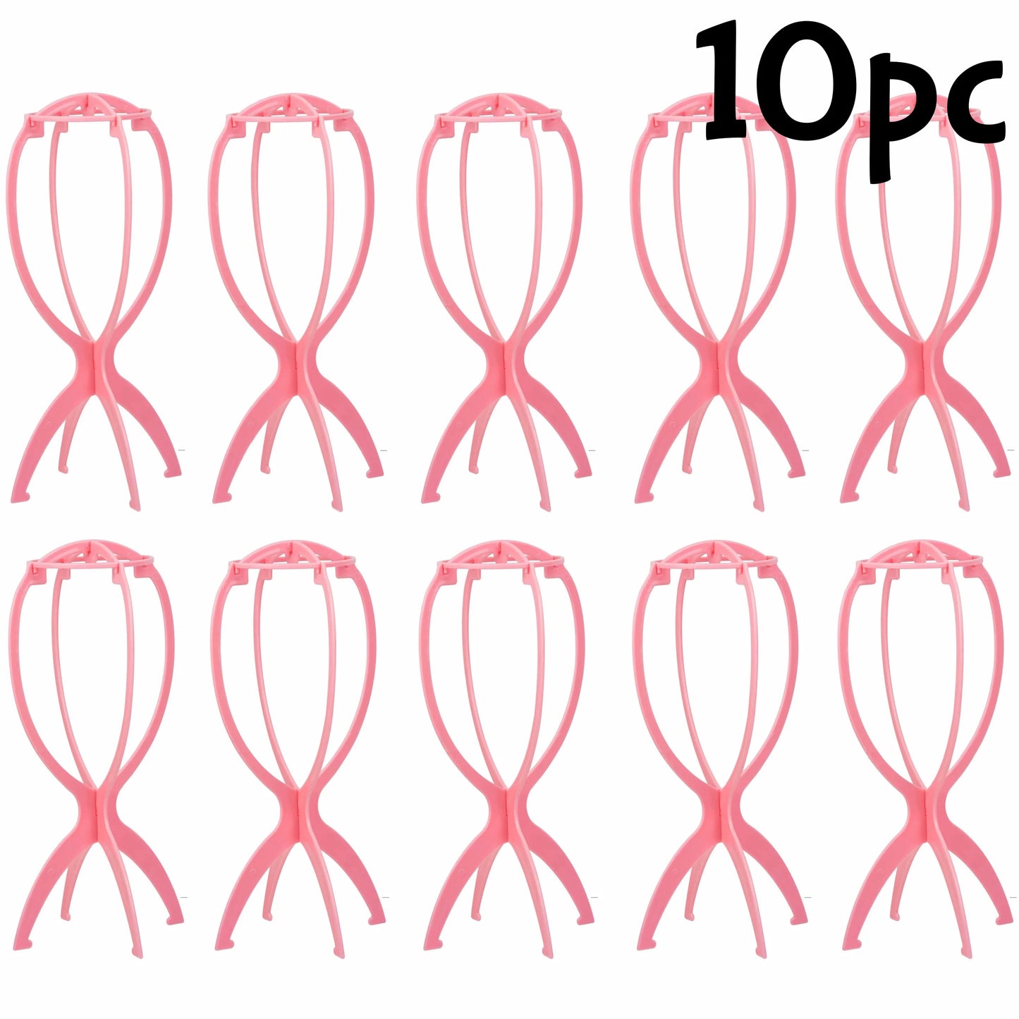 10Pcs Wig Stand Set - Portable Plastic Wig Cap Holder for Home, Salon & Travel Use