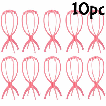 10Pcs Wig Stand Set - Portable Plastic Wig Cap Holder for Home, Salon & Travel Use