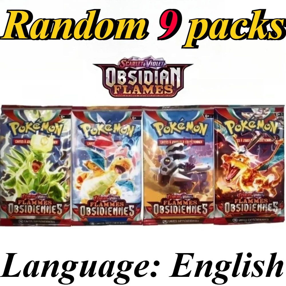 9 Pack Pokémon Trading Cards Set - English Booster Packs with Bright Stars, Prismatic Evolutions and Paldean Fates Gift Collection