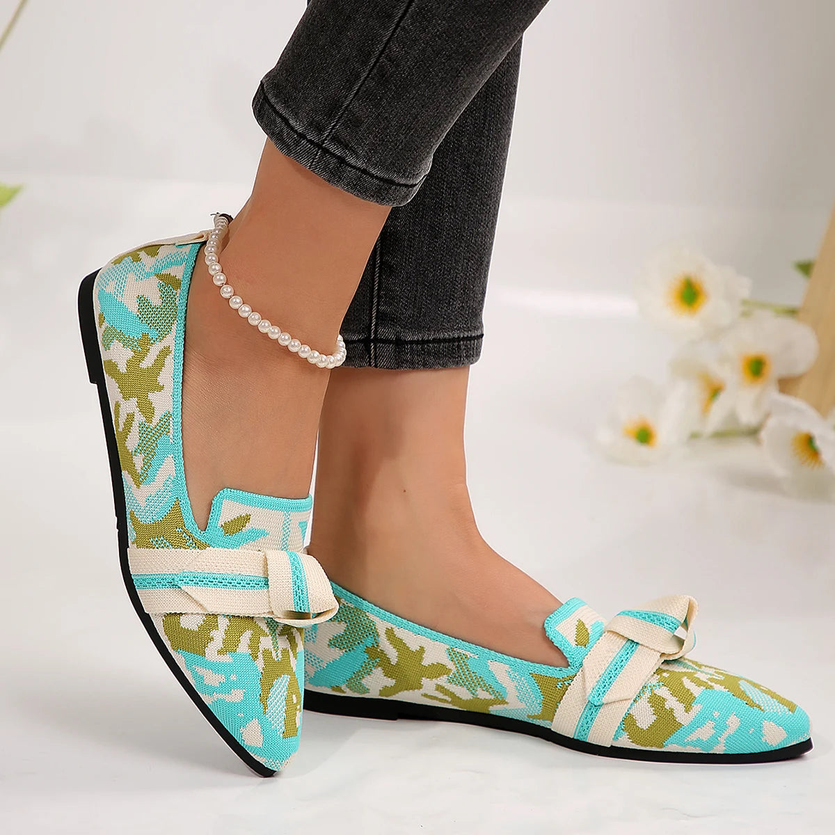 Women's Luxury Loafers Ballet Flats – Pointed Toe Slip-On Shoes with Low Heel, Barefoot Comfort & Butterfly Design
