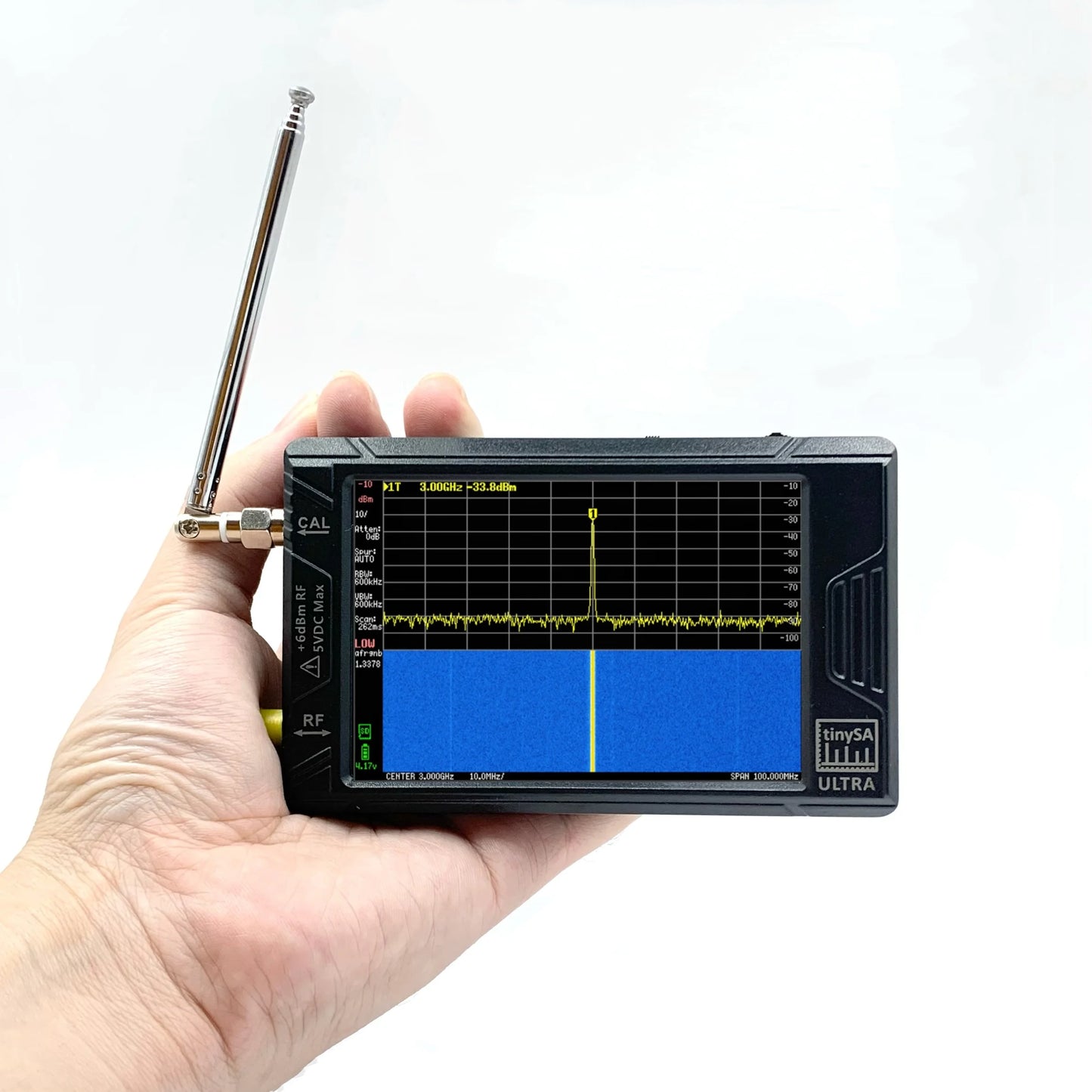 4-inch TinySA Ultra Spectrum Analyzer – 100kHz to 5.3GHz with MF, HF, VHF & UHF Input