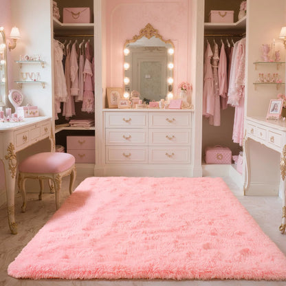 Minimalist Fluffy Area Rug - Slip-Resistant Living Room, Kids Room & Bathroom Home Decor Mat