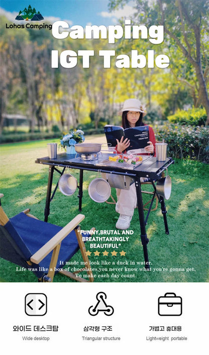 Lohascamping Folding IGT Table – Lightweight Adjustable Backpack Table for BBQ, Burner & Multifunctional Use