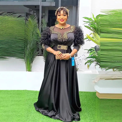 African Dresses for Women - 2025 Plus Size Sequin Evening Party Long Dress Dashiki Ankara Fashion Outfit