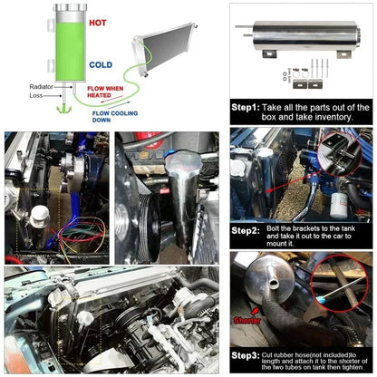 Universal Stainless Steel Coolant Overflow Tank - Polished Radiator Expansion Reservoir for Cars