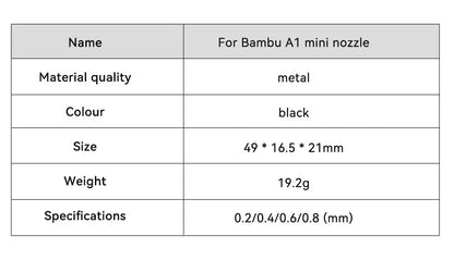 Hotend Kit for Bambu Lab A1/A1 Mini – 0.2/0.4/0.6/0.8mm Hardened Steel Nozzle 3D Printer Accessory
