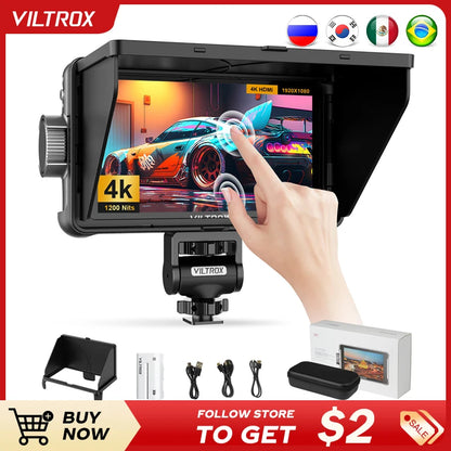VILTROX DC-550 5.5” 4K HDMI Touch Screen Camera Monitor – 1920x1080 Full HD Studio Field Monitor with 3D LUT for Professional Video Shooting & Director Use