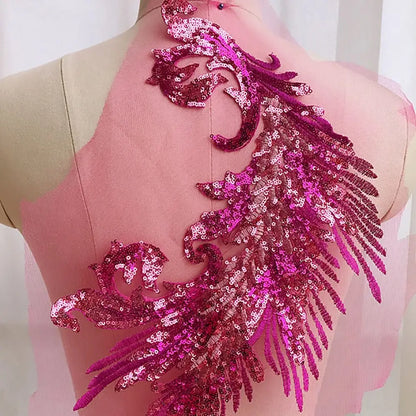 Phoenix Feather Sequin Embroidery Patch - DIY Clothing & Dress Applique Décor