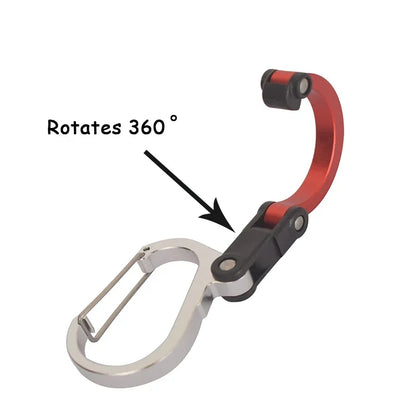 360° Rotating Gear Clip Carabiner - Multifunctional Strong Buckle Hook for Camping, Hiking & Travel Backpacks