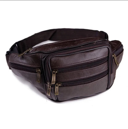 Men's Leather Waterproof Waist Bag - Multi-Functional Compact Phone Wallet & Cash Holder