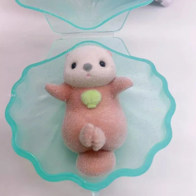 Yell World Shell Capsule Toy | Kawaii Fluffy Sea Otter Gasha Ornament Figure