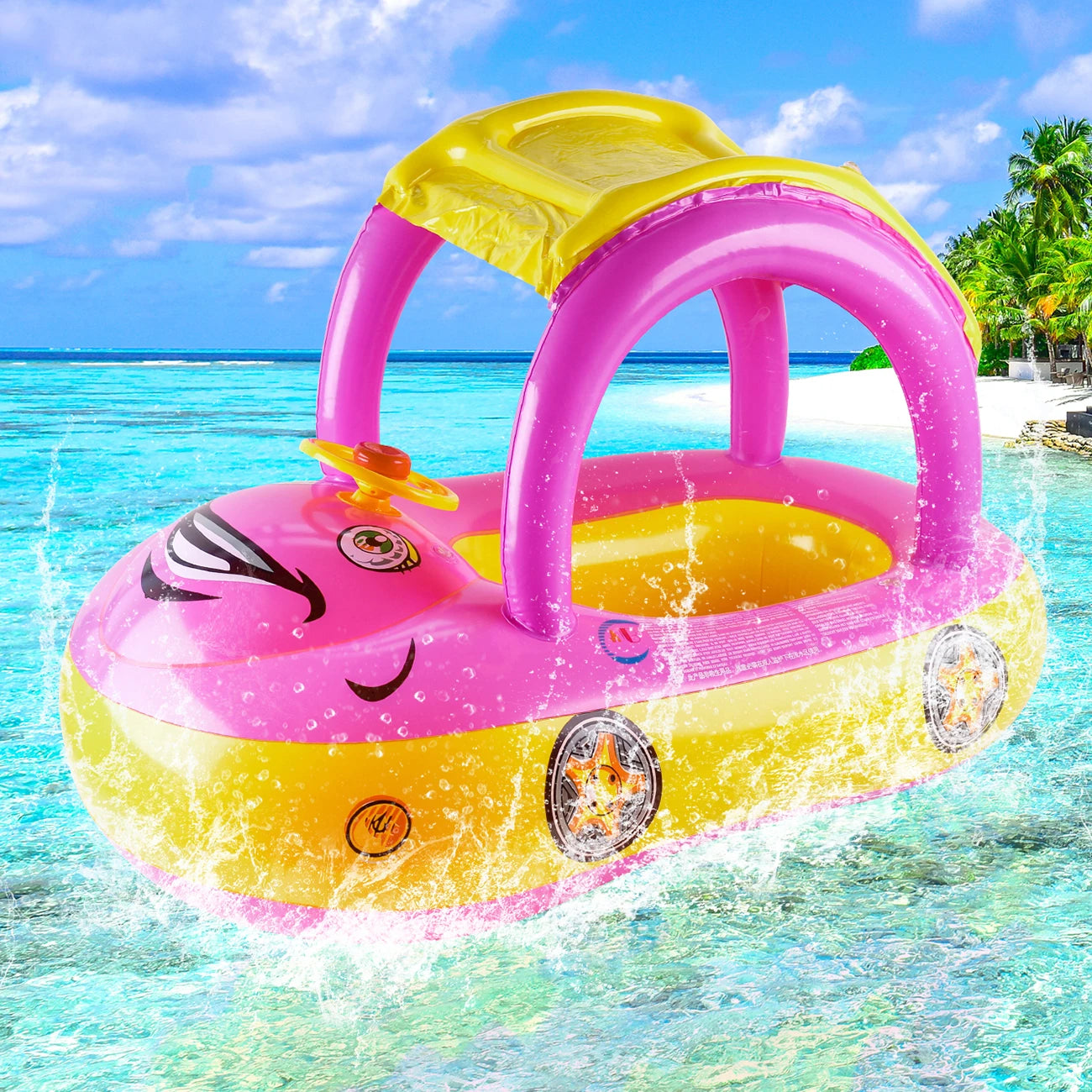 Car Shape Pool Float - Fun Swimming Ring Beach Toy for Kids & Adults