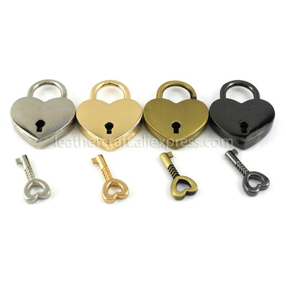 Heart-Shaped Vintage Metal Mini Padlock – Key Lock for Bags, Suitcases, and Luggage with Key