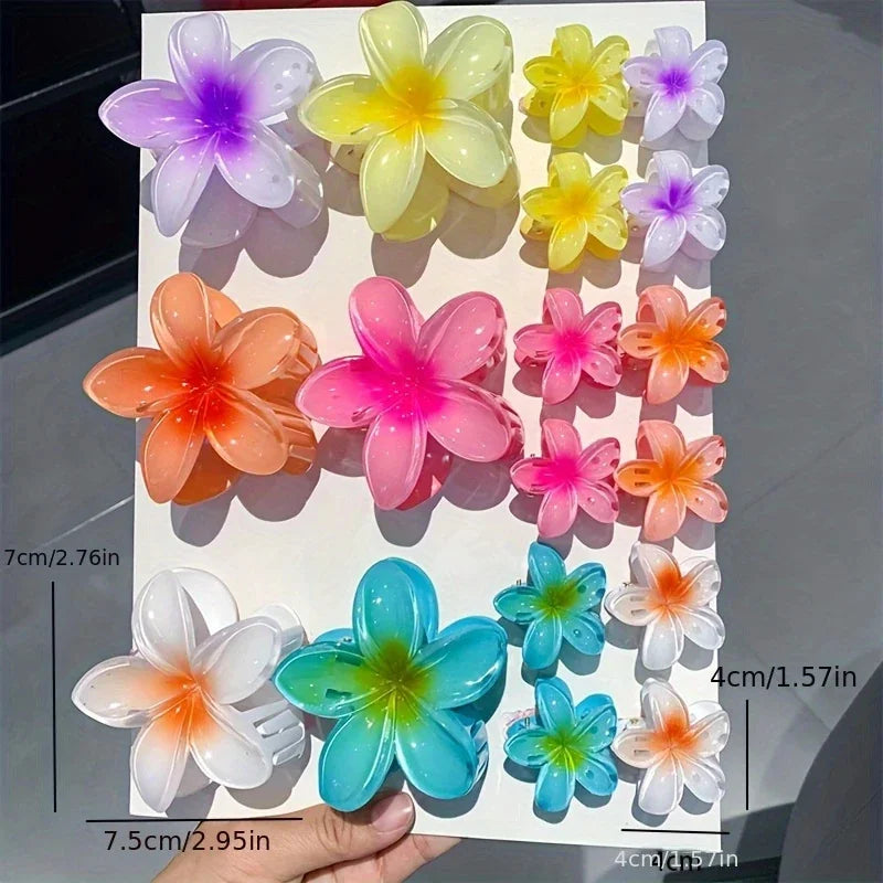 18Pcs Egg Flower Hair Clips | Gradient Candy Color Flowers, Shark Clips for Daily Ponytail Styling