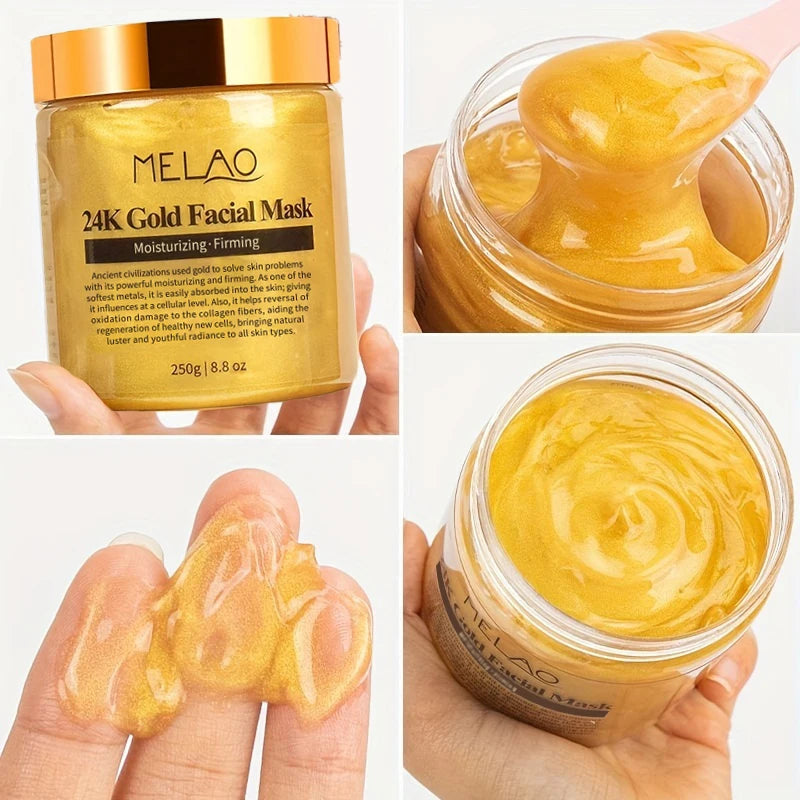 MELAO 24K Gold Collagen Face Mask – Moisturizing & Brightening Facial Treatment for Glowing Skin
