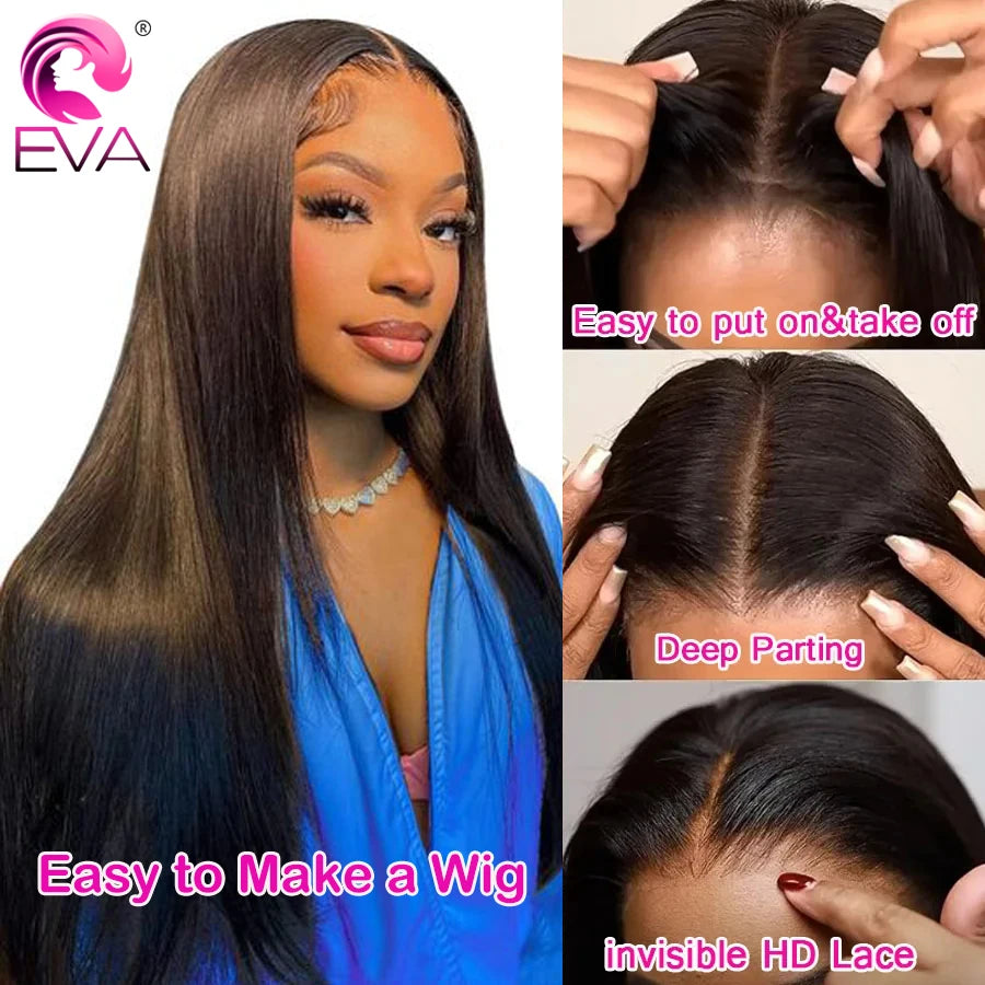 100% Real HD Lace Closure 2x6 – Pre-Plucked Human Hair, Deep Parting Straight & Body Wave