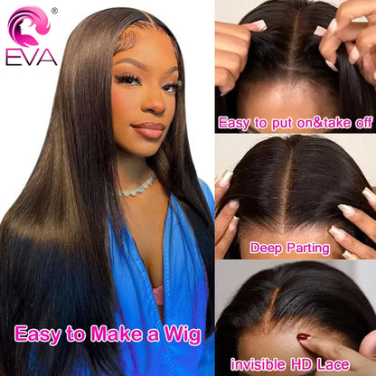 100% Real HD Lace Closure 2x6 – Pre-Plucked Human Hair, Deep Parting Straight & Body Wave