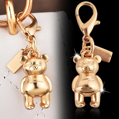 Fashion Bear Cherry Flower Keychain – Metal Y2K Letter C Bag Pendant & Car Key Ring Jewelry Gift for Women