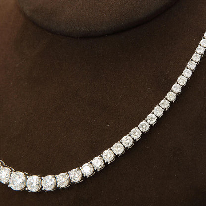 Moissanite Tennis Necklace with Certificate – 3–5mm Gradient Diamond Riviera Necklace in S925 Silver Choker for Women