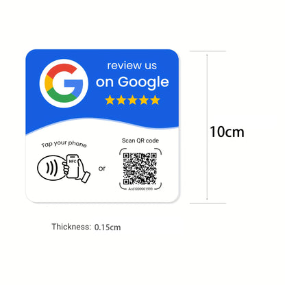NFC 215 Square Google Review Card - Programmable 13.56MHz NFC Stand with Editable QR Code