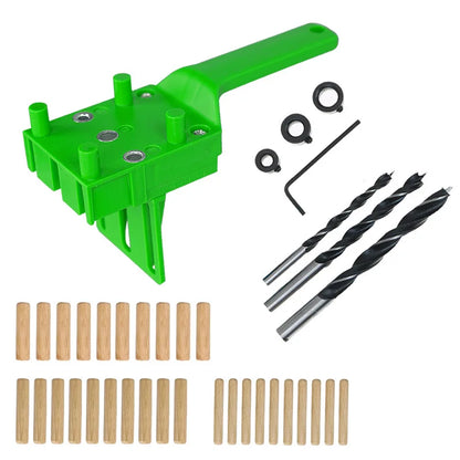 3-in-1 Self-Centering Dowel Jig Drill Guide Kit – 6/8/10mm Woodworking Straight Hole Punching & Joinery Positioning Tool