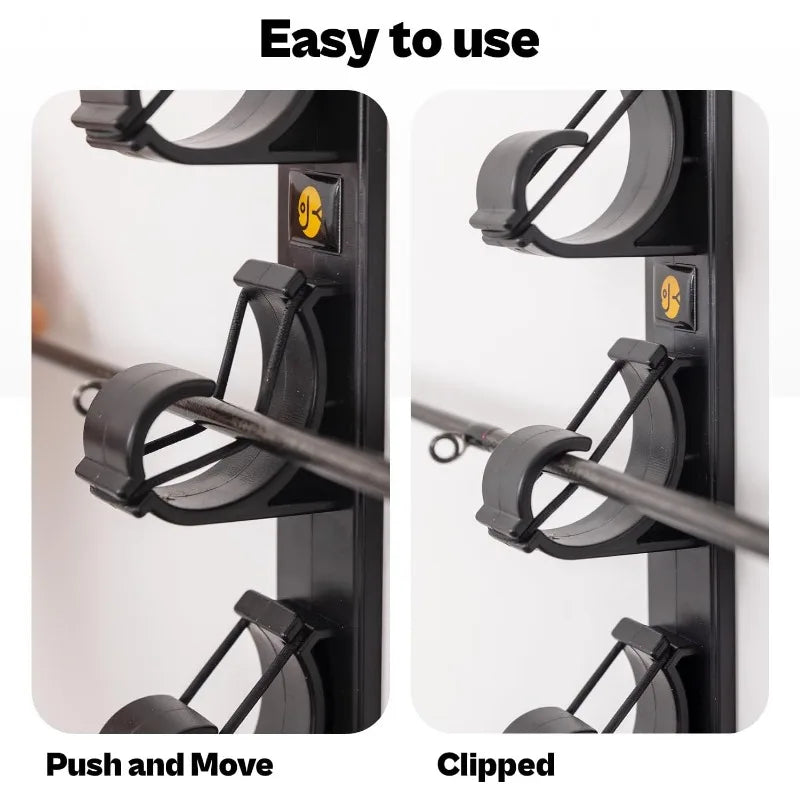 Wall Ceiling Fishing Rod Holder - 6 Rod Horizontal Storage Rack for Garage Organization & Tackle Gear