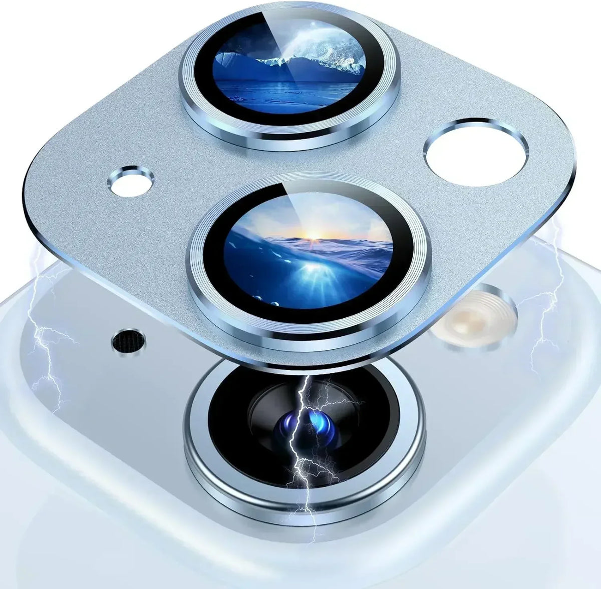 Titanium Black Camera Lens Protector - Metal Glass Cover for iPhone 13 to 15 Pro Max