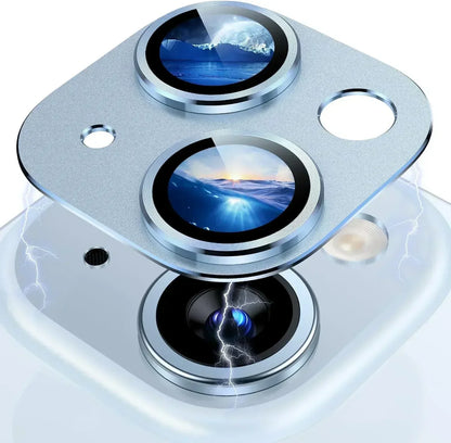 Titanium Black Camera Lens Protector - Metal Glass Cover for iPhone 13 to 15 Pro Max
