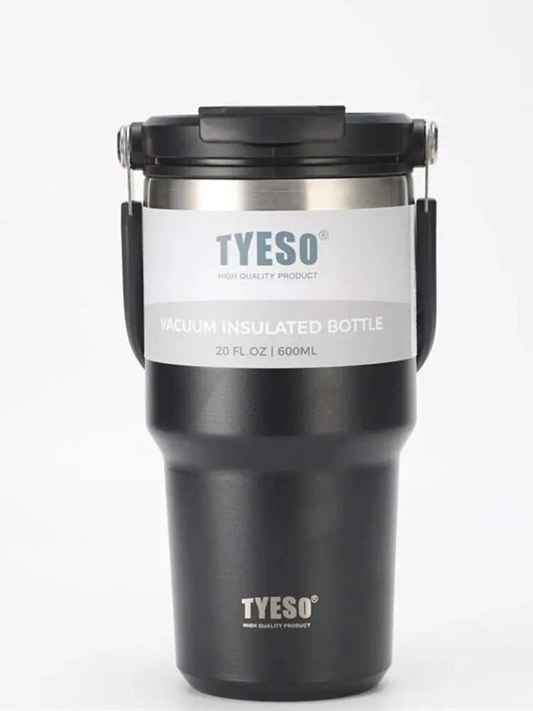 Tyeso Double-Layer Insulated Coffee Cup – Portable Stainless Steel Ice Cream Cup with Cold Insulation & Large Capacity