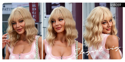 CharmSource Pink BOBO Short Synthetic Wig – Natural Wavy Heat Resistant Hair Wig for Women, Party & Daily Wear