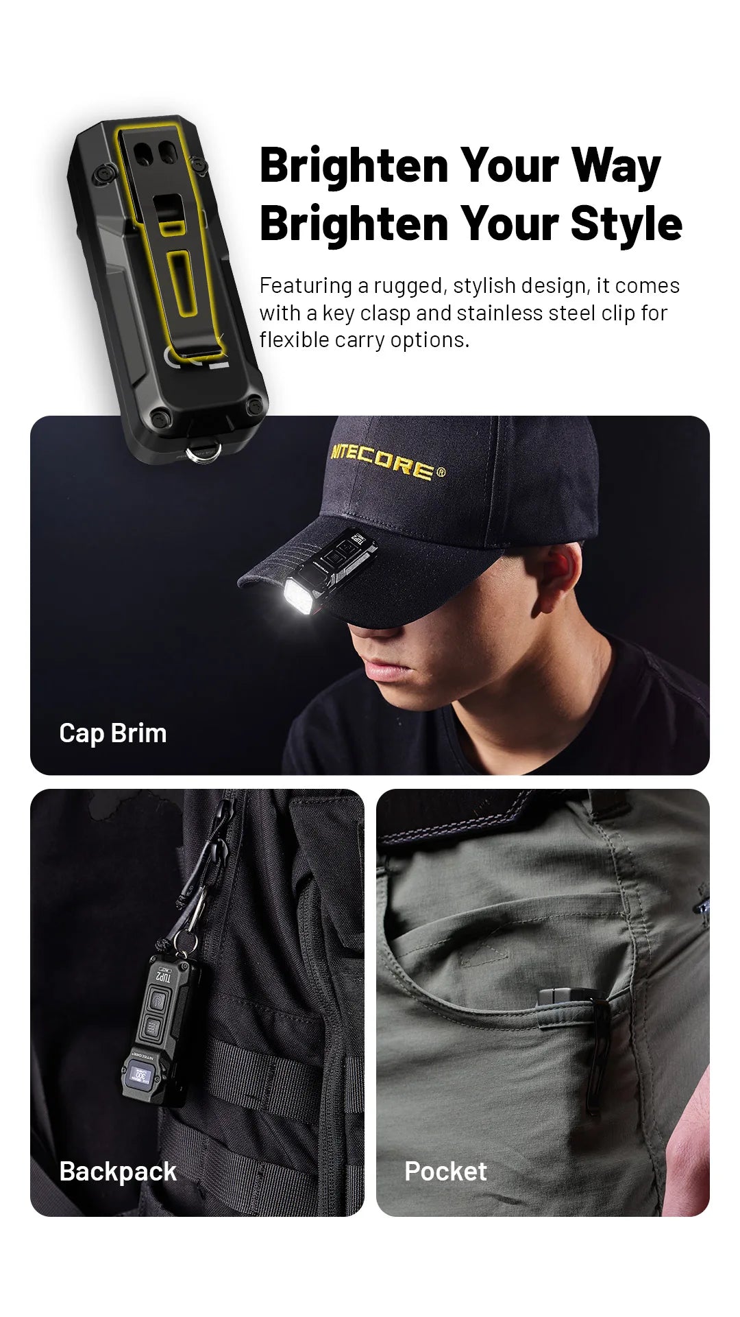 NITECORE TUP2 Mini EDC Keychain Flashlight – USB-C Rechargeable 1200 Lumen for Camping