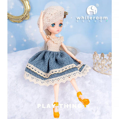 Slim 26cm BJD Doll for Girls – 13 Movable Joints with Princess Outfit, Blue Eyes & Eyelash Accessories