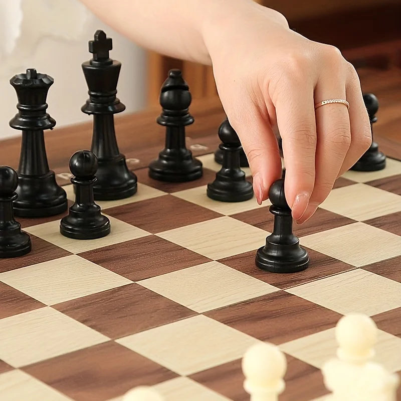 Magnetic Folding Chess Set - Solid Wooden Board - Perfect Children's Gift for Family Strategy Chess Games