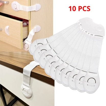 10-Pack White Child Safety Cabinet Locks - Babyproofing Drawer, Door, and Cabinet - Durable Plastic Locks for Enhanced Home Security