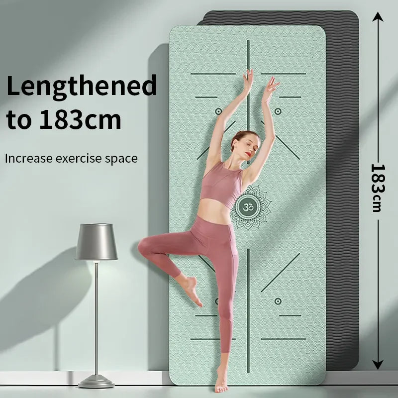 Eco-Friendly Non-Slip Yoga Mat with Carrying Strap: Pro Fitness Exercise Mat for Women - Ideal for Home Workouts, Pilates, and Yoga