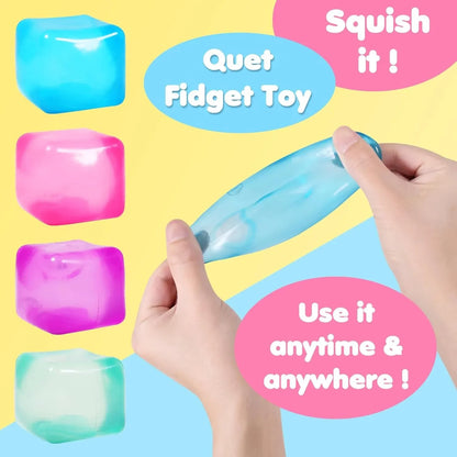 High-Density Gel Ice Cube Stress Ball – Square Squishy Sensory Toy for Anxiety Relief & Decompression Squeeze Toy