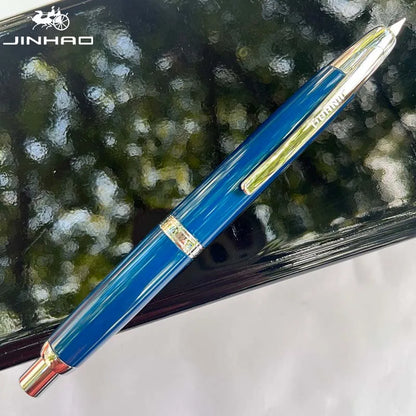 Jinhao 10 Metal Fountain Pen – Press-Out Nib, Retractable Fine Nib with Ink Converter