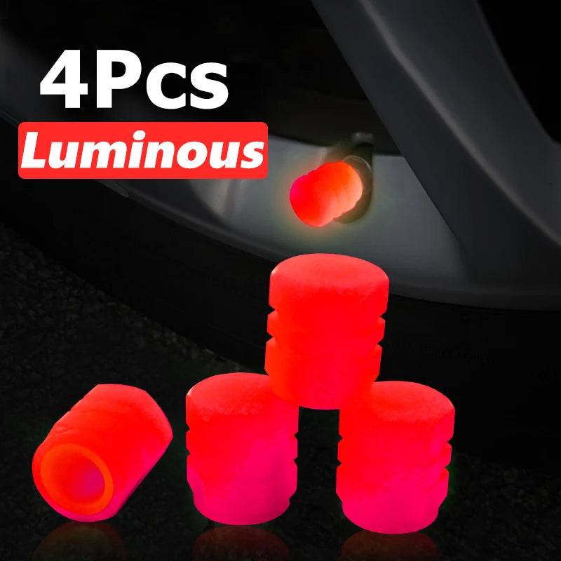 Luminous Valve Caps – Fluorescent Night Glow Tire Caps for Car, Motorcycle & Bicycle (4PCS)