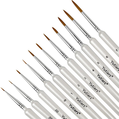 10/11PCS Miniature Paint Brush Set – Detail Tip Brushes with Ergonomic Handle for Acrylic & Oil Painting