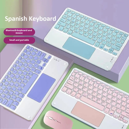 Spanish/English 10-Inch Bluetooth Keyboard – Wireless Rechargeable Universal Keyboard for iPad Air, Pro, Phone, Tablet, Laptop