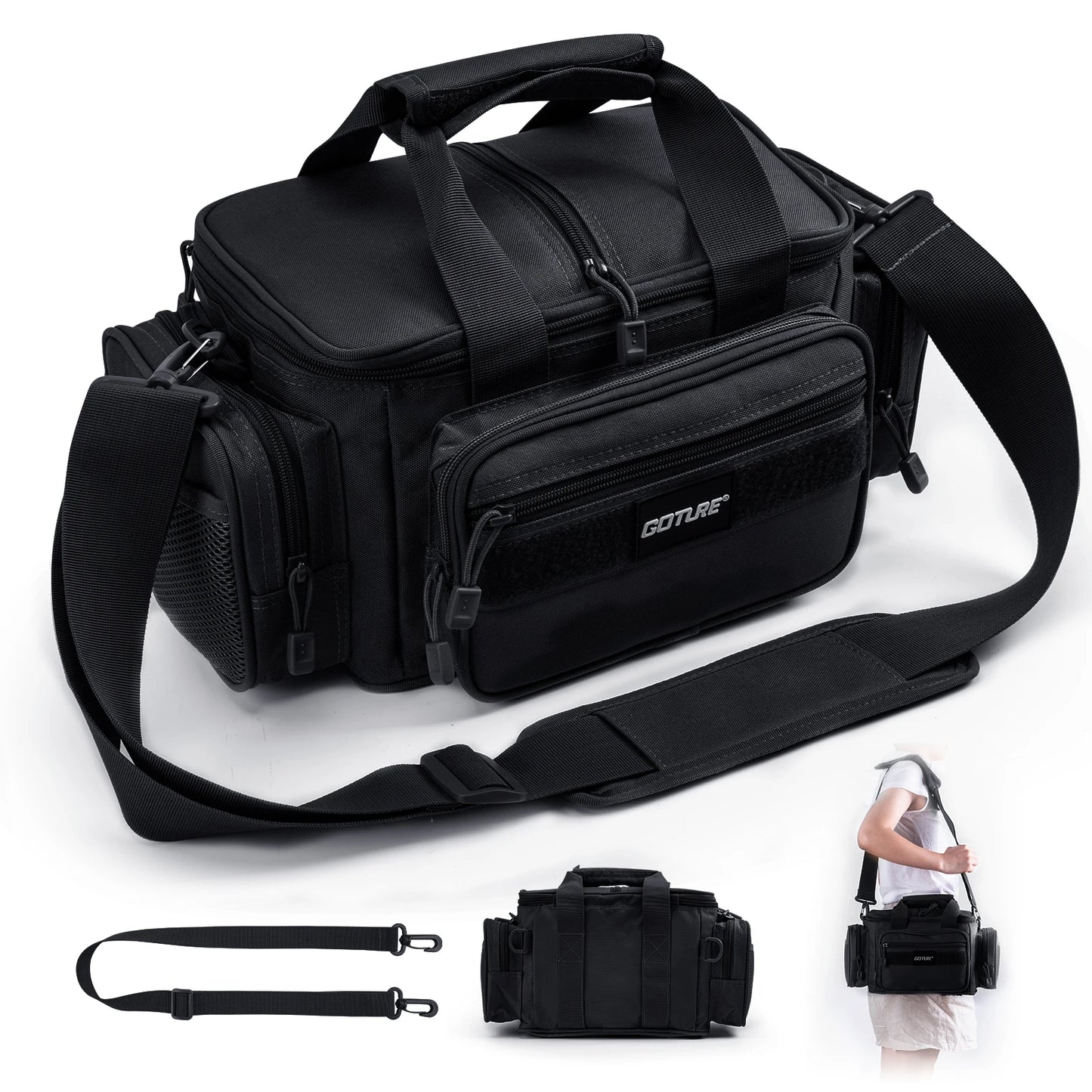 Goture Fishing Tackle Shoulder Bag – 38x23x19cm High Capacity 600D Oxford Cloth Outdoor Cycling & Camping Backpack