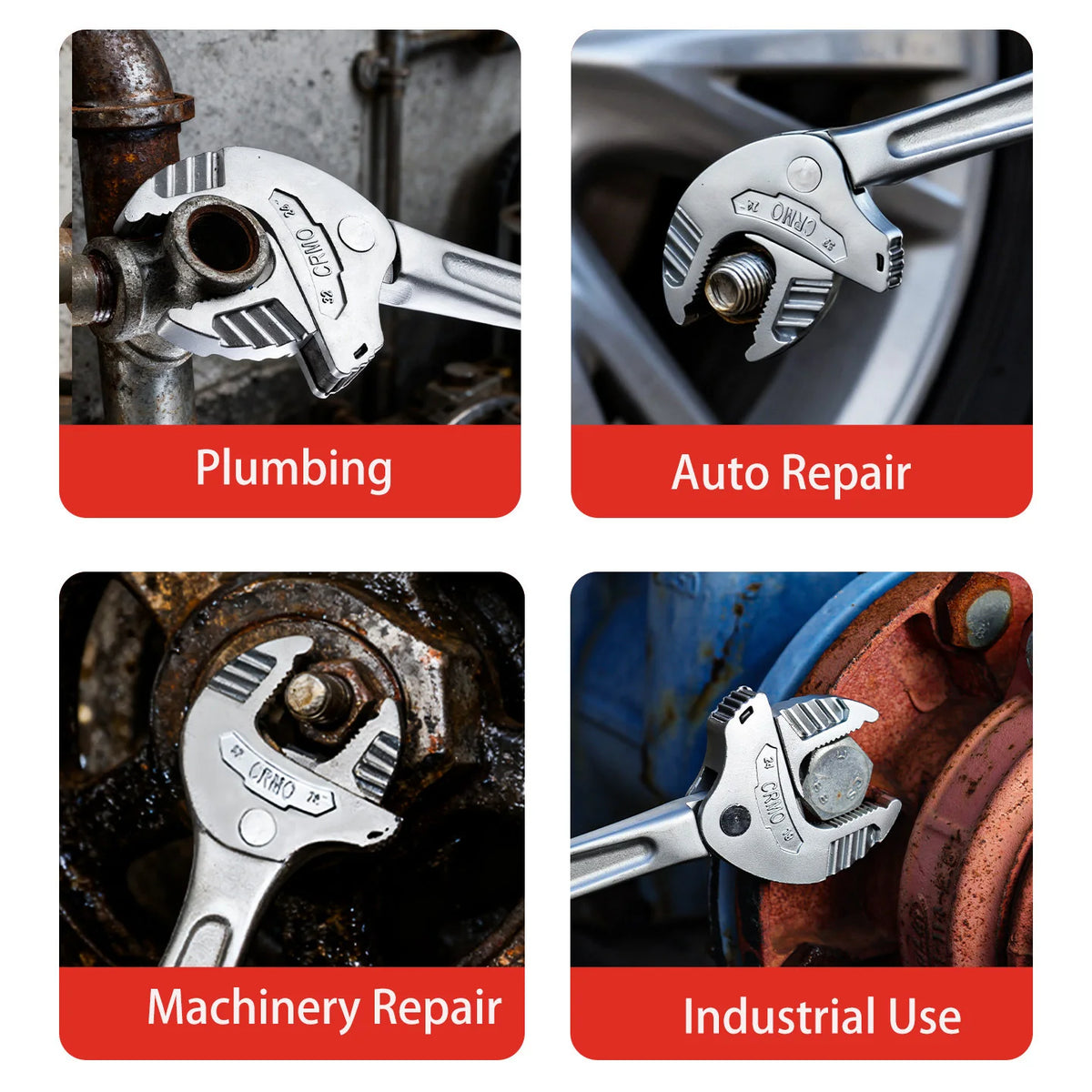 Crab Claw Wrench - Heavy-Duty Adjustable Self-Locking Ratchet Tool for Auto, Motorcycle & Pipe Repair