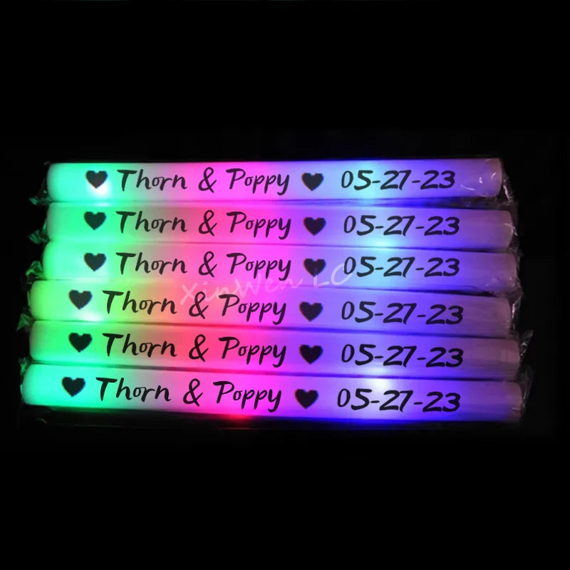 60Pcs RGB LED Glow Sticks – Colorful Foam Cheer Tubes for Dark Light, Birthday, Wedding, and Party Supplies