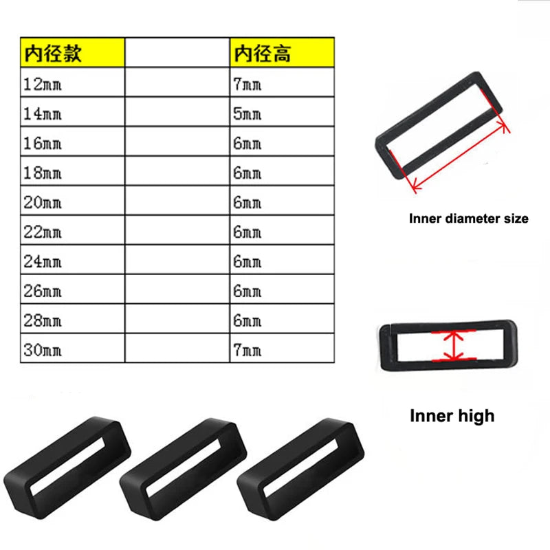 Silicone Watch Band Keeper Loops - Replacement Strap Holder Rings in 16mm–26mm Sizes, 2–10 Piece Set