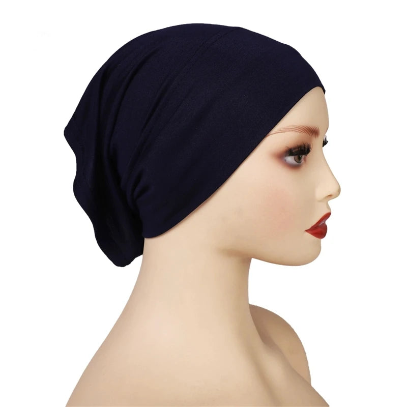 Cotton Modal Inner Hijab Undercap – Soft Stretch Muslim Turban, Islamic Underscarf Bonnet & Tube Cap for Women