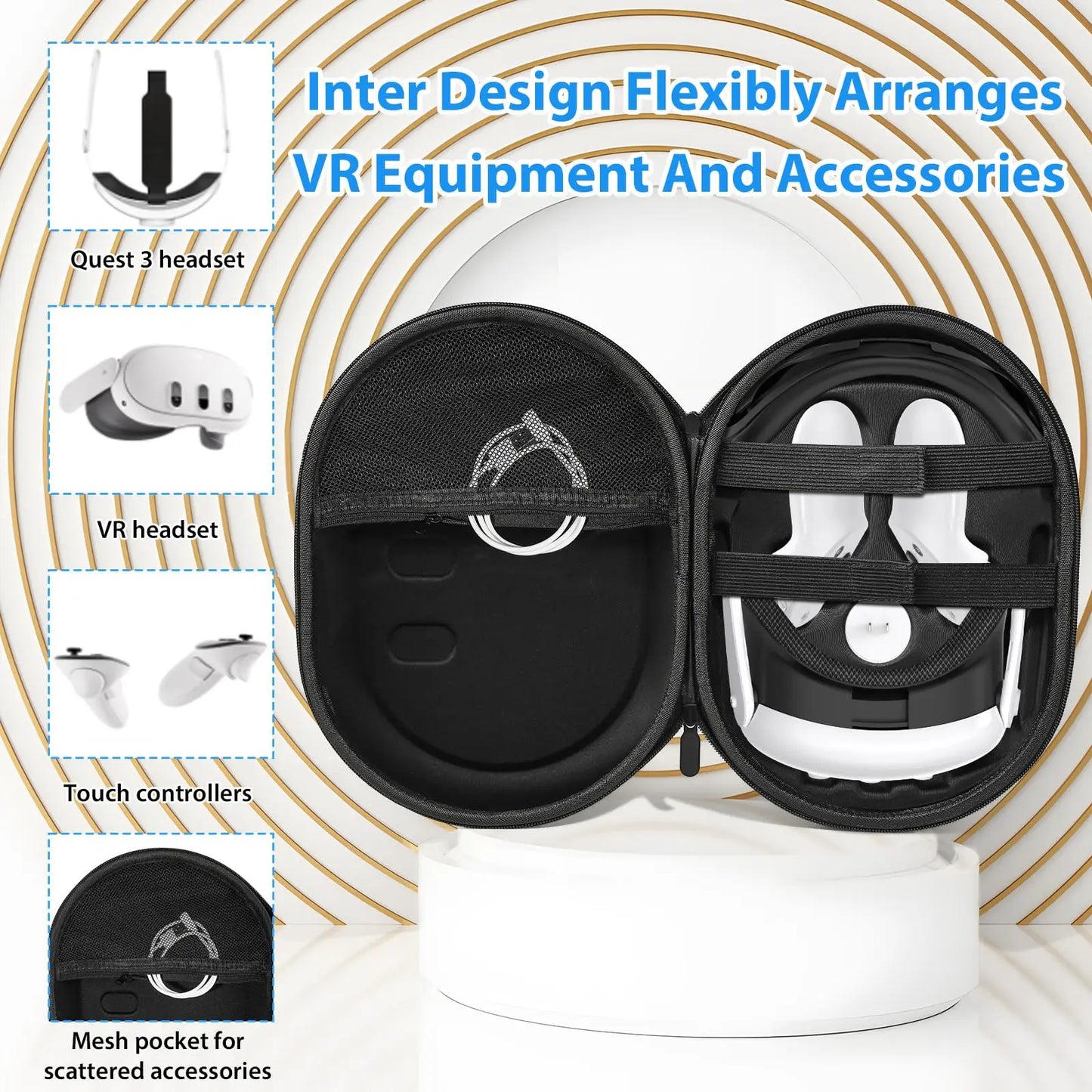 Hard Carrying Case for Meta Quest 3 – Portable Travel Protection VR Accessories